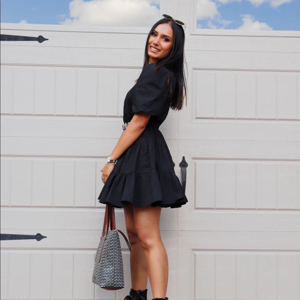 Black Poplin mini dress from Dynamite Clothing